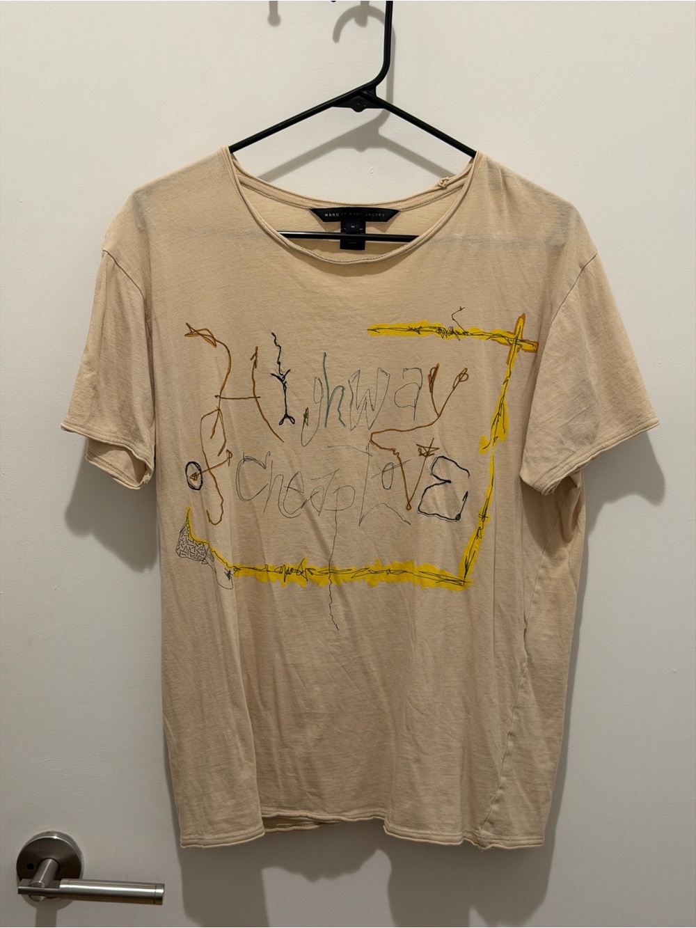 Marc By Marc Jacobs Beige Tee with Yellow Detail